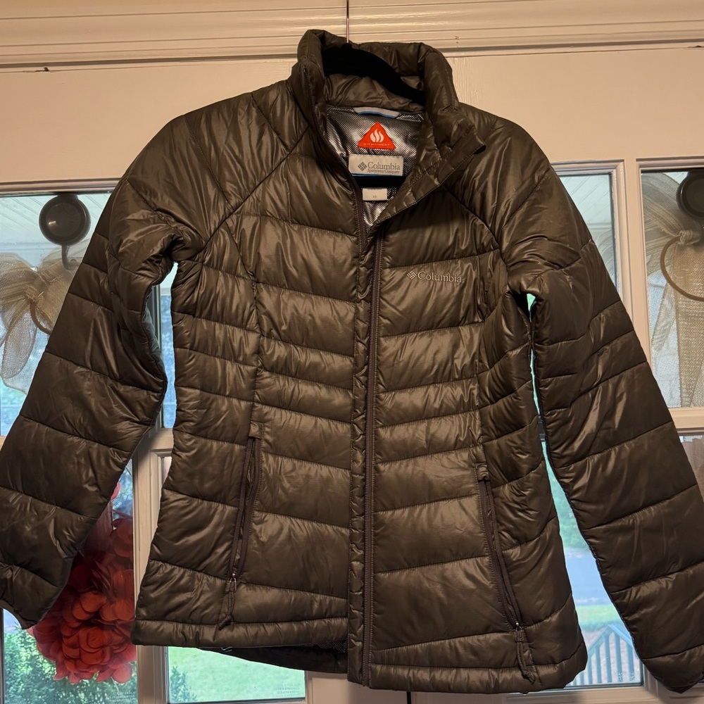 Columbia Grey Omni-Heat Duck Insulated Full Zip Jacket Women's Size XS